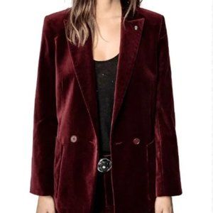 NWT ZADIG AND VOLTAIR VISKO BLAZER IN BURGUNDY